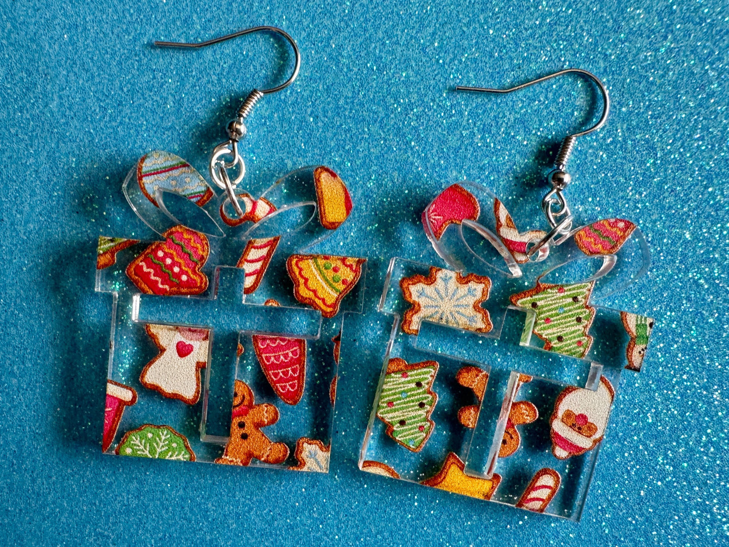 Christmas Present Earrings: Laser Cut Acrylic Presents, Xmas, X-mas, Christmas Cookies, Purple Gift, Present, Best Gifts for Her/Him/Them