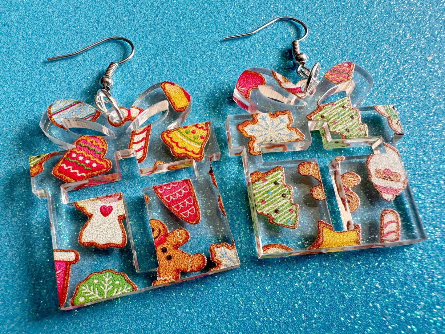 Christmas Present Earrings: Laser Cut Acrylic Presents, Xmas, X-mas, Christmas Cookies, Purple Gift, Present, Best Gifts for Her/Him/Them