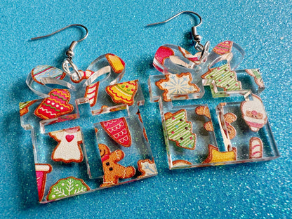 Christmas Present Earrings: Laser Cut Acrylic Presents, Xmas, X-mas, Christmas Cookies, Purple Gift, Present, Best Gifts for Her/Him/Them