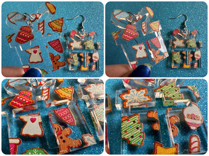 Christmas Present Earrings: Laser Cut Acrylic Presents, Xmas, X-mas, Christmas Cookies, Purple Gift, Present, Best Gifts for Her/Him/Them