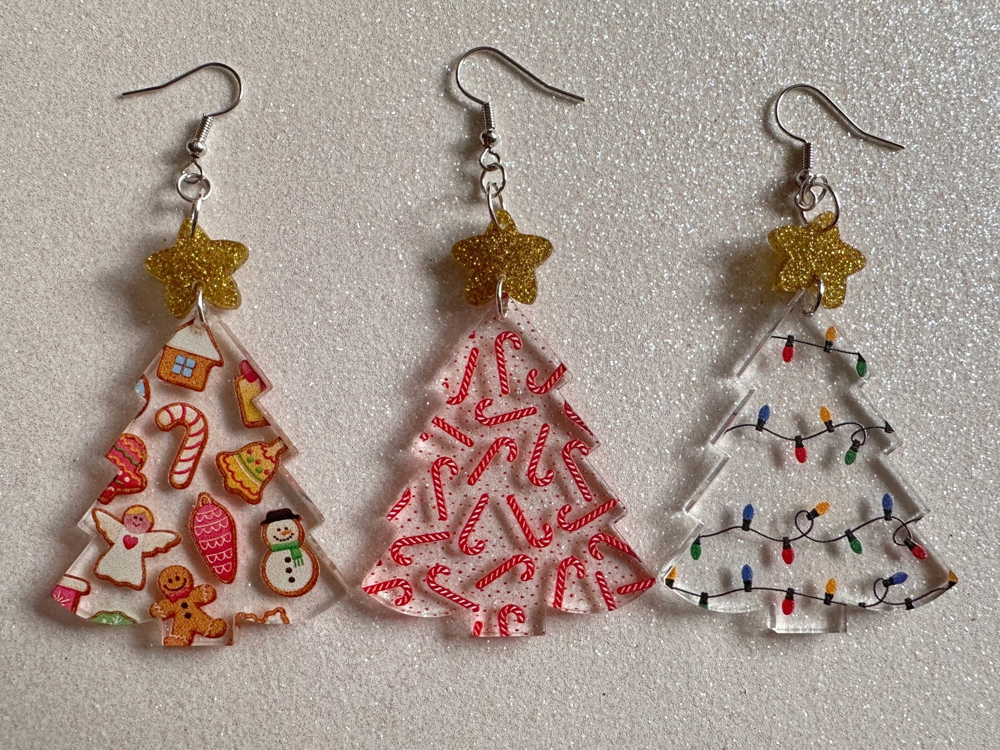 Christmas Tree Earrings: Laser Cut Acrylic Christmas Trees, Candy Canes, Christmas Cookies, Christmas Lights, Xmas, Gifts for Her/Him/Them