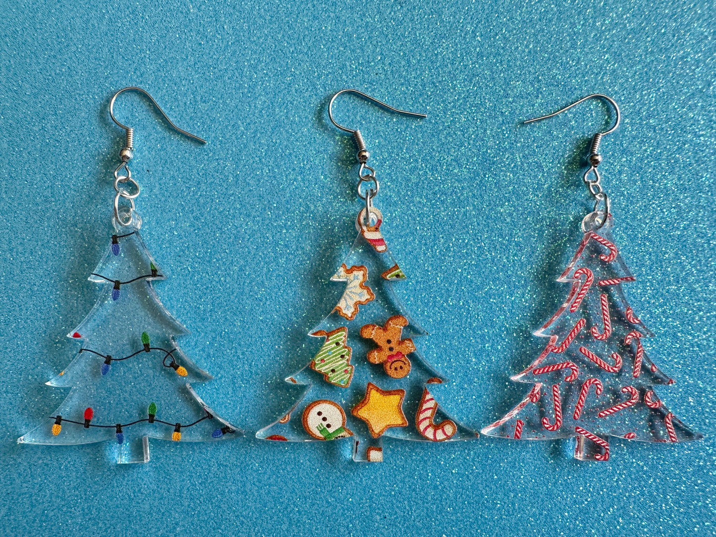 Christmas Tree Earrings: Laser Cut Acrylic Christmas Trees, Candy Canes, Christmas Cookies, Christmas Lights, Xmas, Gifts for Her/Him/Them