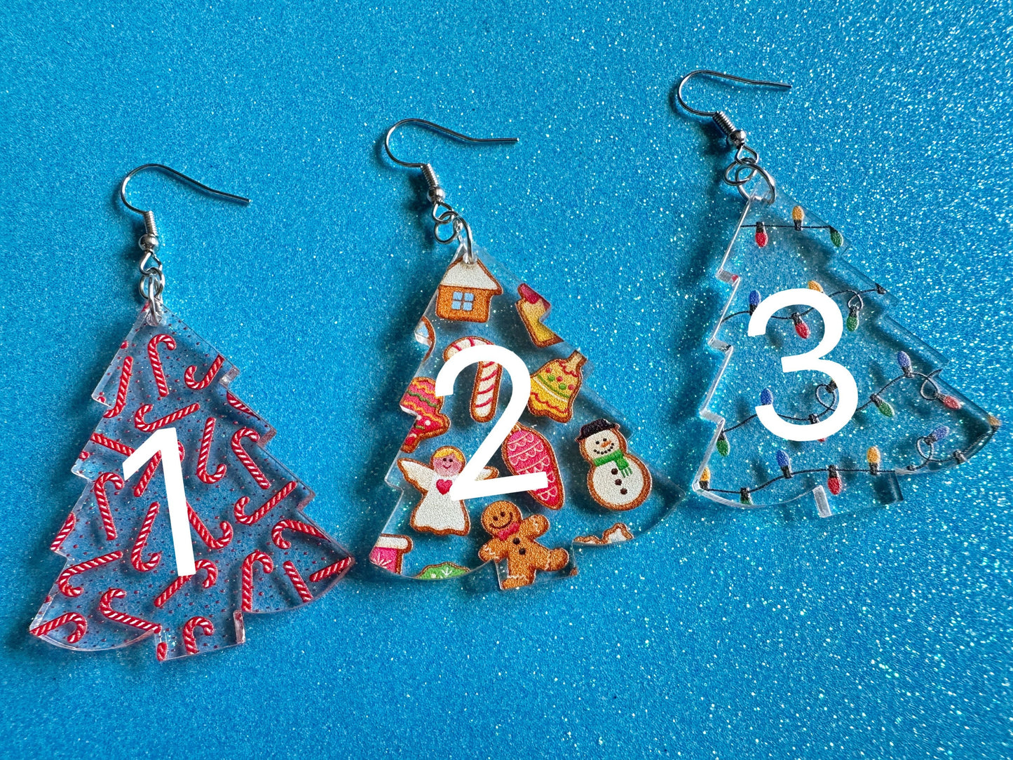 Christmas Tree Earrings: Laser Cut Acrylic Christmas Trees, Candy Canes, Christmas Cookies, Christmas Lights, Xmas, Gifts for Her/Him/Them