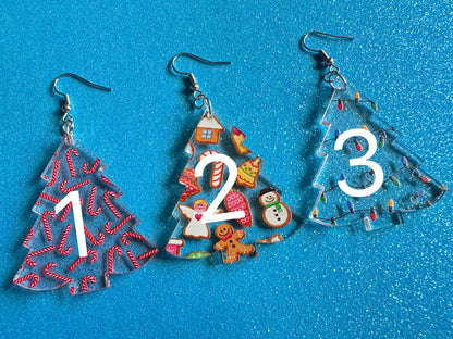 Christmas Tree Earrings: Laser Cut Acrylic Christmas Trees, Candy Canes, Christmas Cookies, Christmas Lights, Xmas, Gifts for Her/Him/Them
