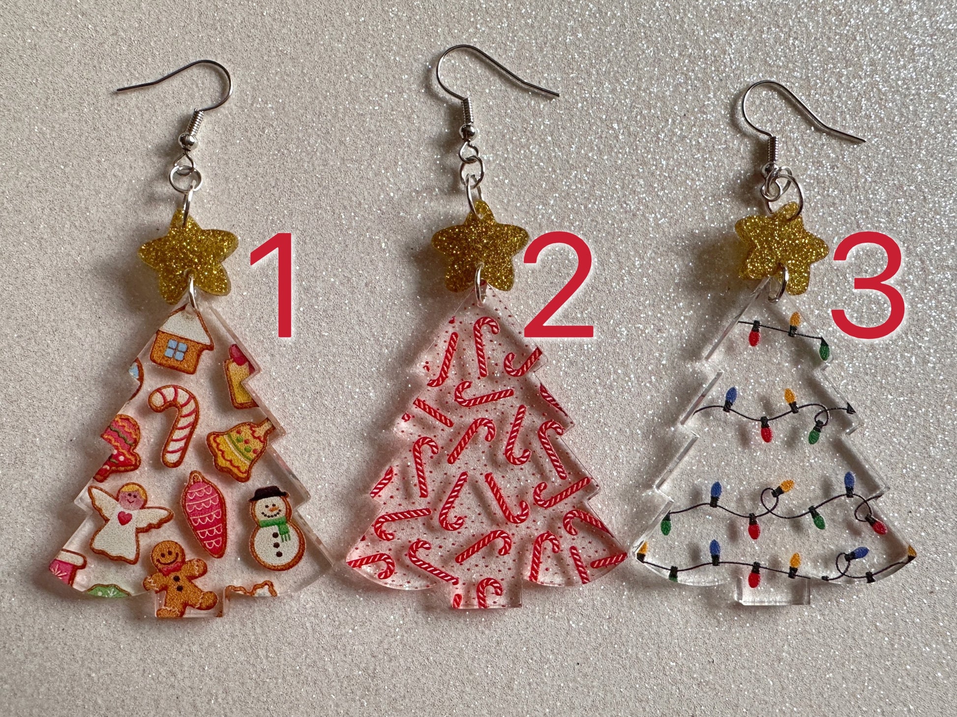 Christmas Tree Earrings: Laser Cut Acrylic Christmas Trees, Candy Canes, Christmas Cookies, Christmas Lights, Xmas, Gifts for Her/Him/Them