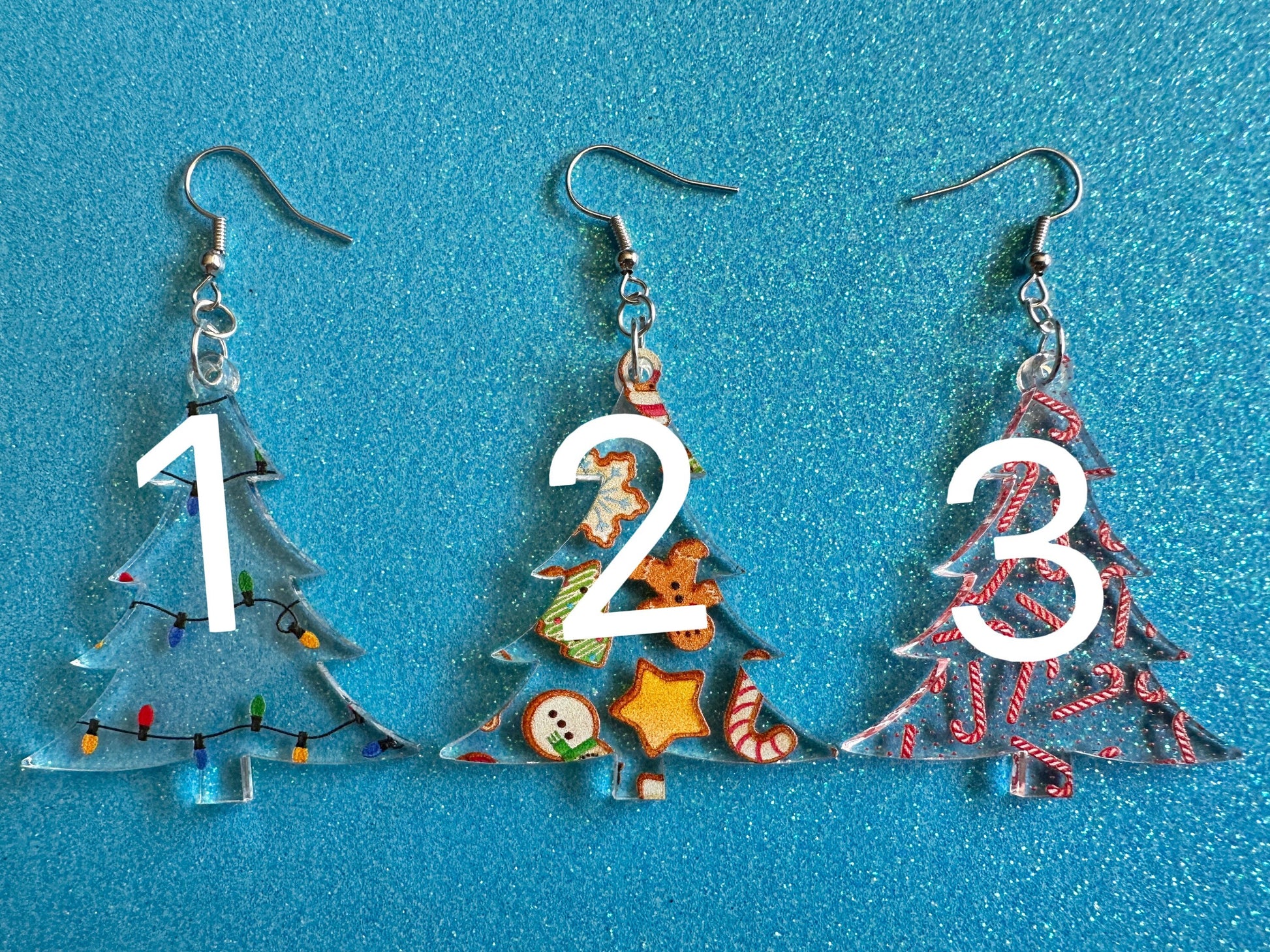 Christmas Tree Earrings: Laser Cut Acrylic Christmas Trees, Candy Canes, Christmas Cookies, Christmas Lights, Xmas, Gifts for Her/Him/Them