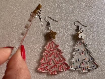 Christmas Tree Earrings: Laser Cut Acrylic Christmas Trees, Candy Canes, Christmas Cookies, Christmas Lights, Xmas, Gifts for Her/Him/Them