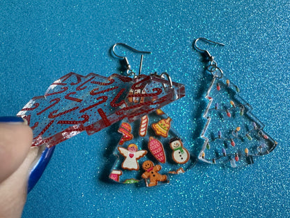 Christmas Tree Earrings: Laser Cut Acrylic Christmas Trees, Candy Canes, Christmas Cookies, Christmas Lights, Xmas, Gifts for Her/Him/Them