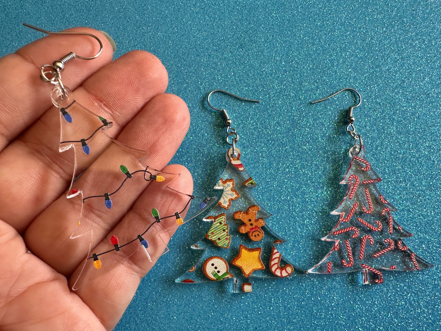 Christmas Tree Earrings: Laser Cut Acrylic Christmas Trees, Candy Canes, Christmas Cookies, Christmas Lights, Xmas, Gifts for Her/Him/Them