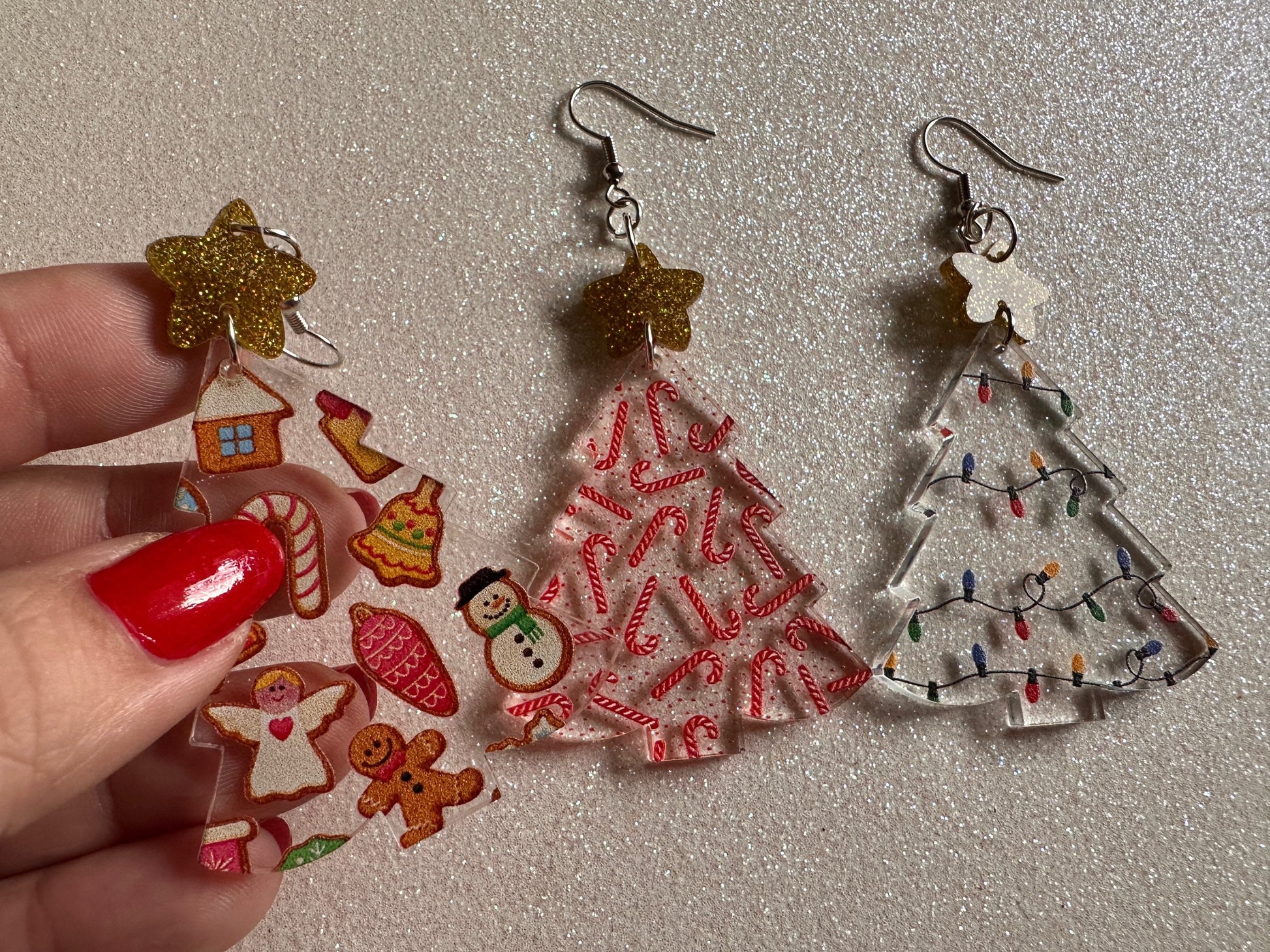 Christmas Tree Earrings: Laser Cut Acrylic Christmas Trees, Candy Canes, Christmas Cookies, Christmas Lights, Xmas, Gifts for Her/Him/Them