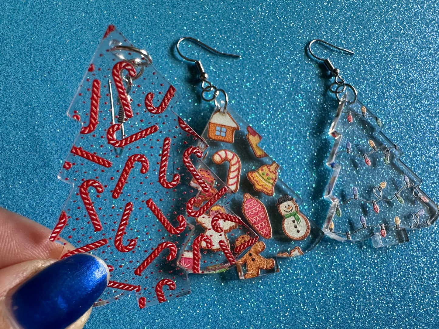 Christmas Tree Earrings: Laser Cut Acrylic Christmas Trees, Candy Canes, Christmas Cookies, Christmas Lights, Xmas, Gifts for Her/Him/Them