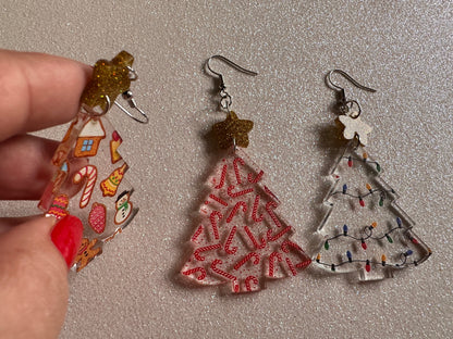 Christmas Tree Earrings: Laser Cut Acrylic Christmas Trees, Candy Canes, Christmas Cookies, Christmas Lights, Xmas, Gifts for Her/Him/Them