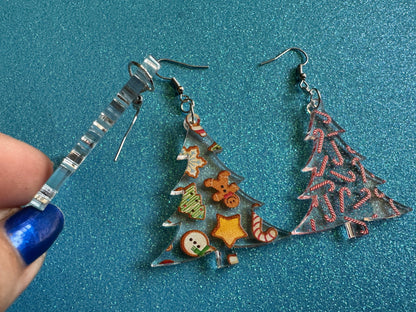 Christmas Tree Earrings: Laser Cut Acrylic Christmas Trees, Candy Canes, Christmas Cookies, Christmas Lights, Xmas, Gifts for Her/Him/Them