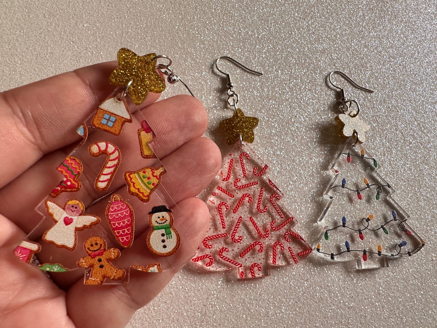 Christmas Tree Earrings: Laser Cut Acrylic Christmas Trees, Candy Canes, Christmas Cookies, Christmas Lights, Xmas, Gifts for Her/Him/Them