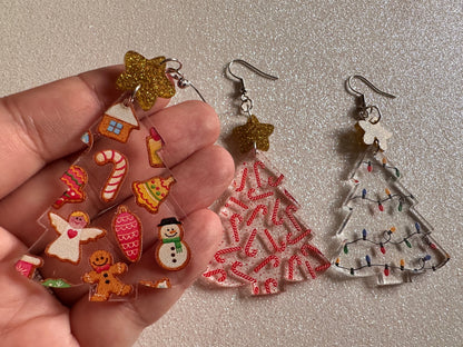 Christmas Tree Earrings: Laser Cut Acrylic Christmas Trees, Candy Canes, Christmas Cookies, Christmas Lights, Xmas, Gifts for Her/Him/Them