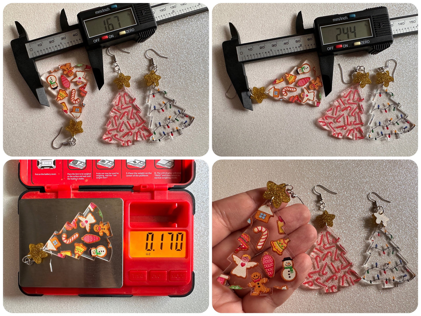 Christmas Tree Earrings: Laser Cut Acrylic Christmas Trees, Candy Canes, Christmas Cookies, Christmas Lights, Xmas, Gifts for Her/Him/Them