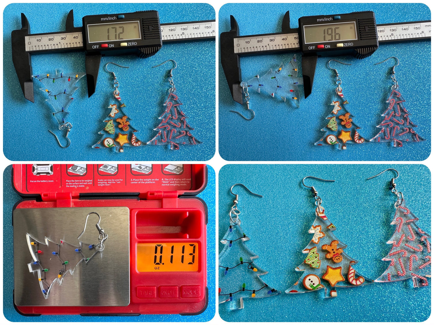 Christmas Tree Earrings: Laser Cut Acrylic Christmas Trees, Candy Canes, Christmas Cookies, Christmas Lights, Xmas, Gifts for Her/Him/Them