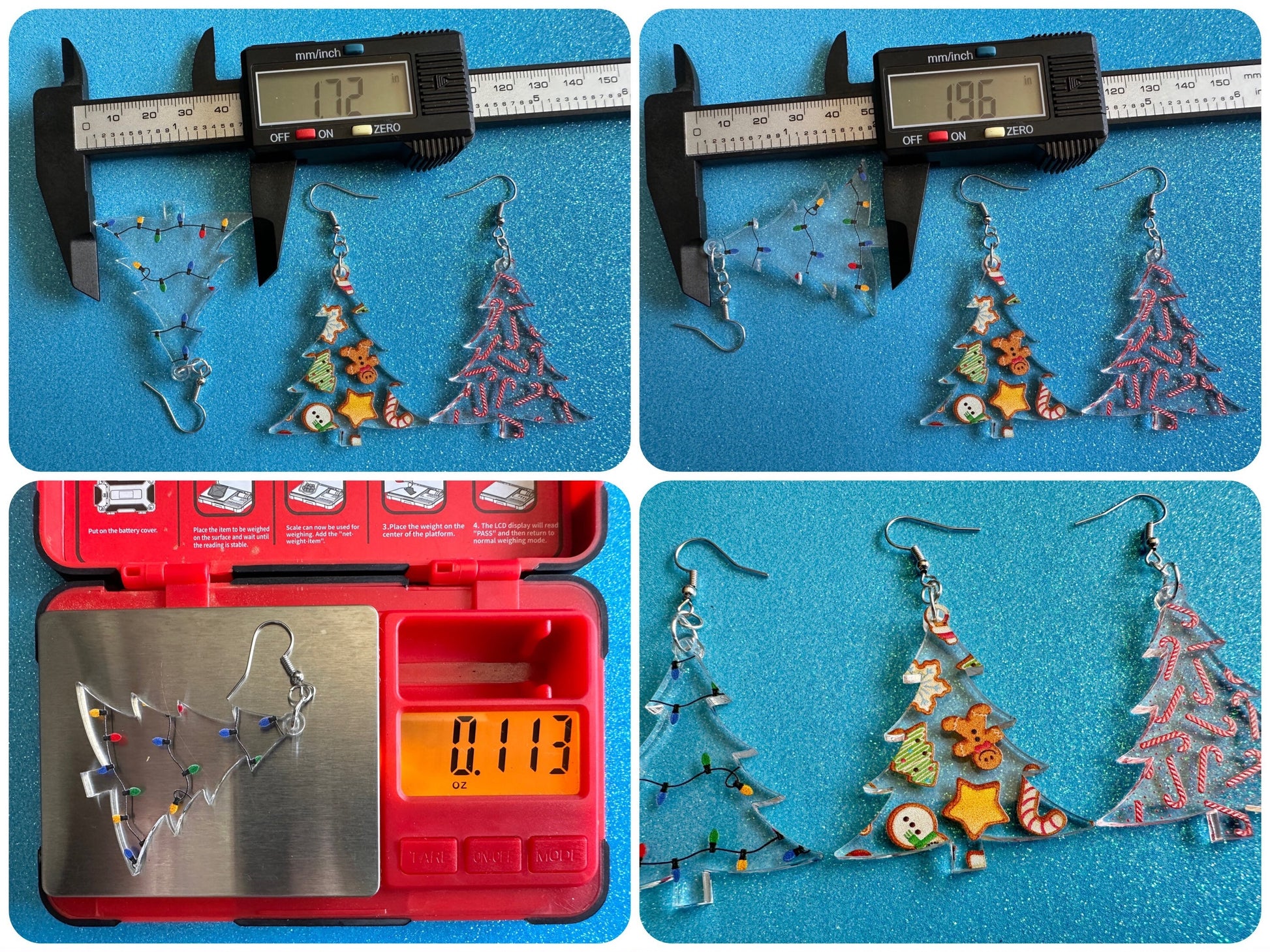 Christmas Tree Earrings: Laser Cut Acrylic Christmas Trees, Candy Canes, Christmas Cookies, Christmas Lights, Xmas, Gifts for Her/Him/Them
