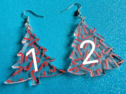 Christmas Tree Earrings: Laser Cut Acrylic Christmas Trees, Green Earrings, X-mas, Candy Canes, Xmas, Winter, Gifts for Her/Him/Them