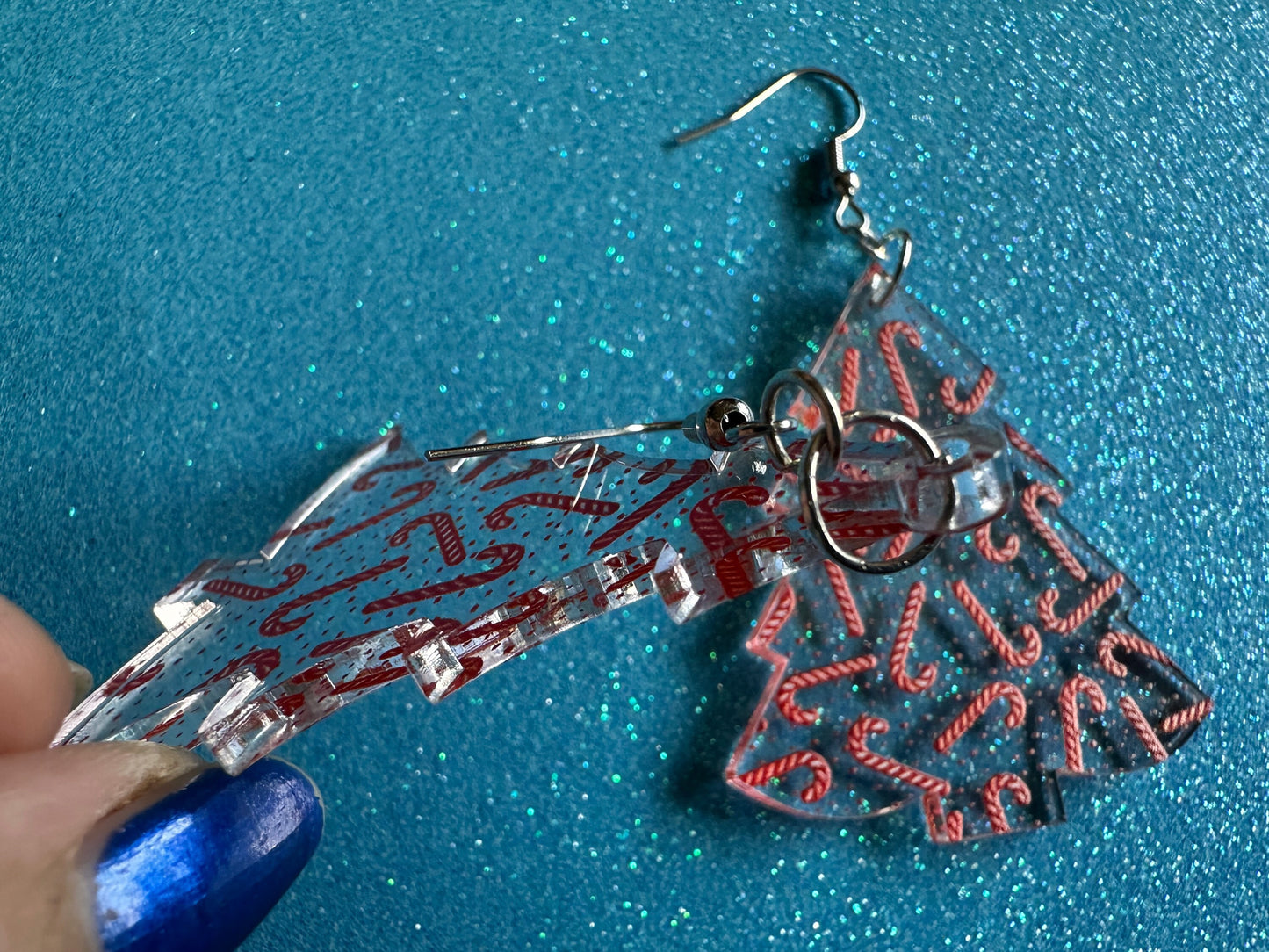 Christmas Tree Earrings: Laser Cut Acrylic Christmas Trees, Green Earrings, X-mas, Candy Canes, Xmas, Winter, Gifts for Her/Him/Them
