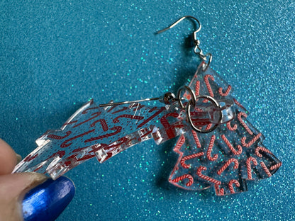 Christmas Tree Earrings: Laser Cut Acrylic Christmas Trees, Green Earrings, X-mas, Candy Canes, Xmas, Winter, Gifts for Her/Him/Them