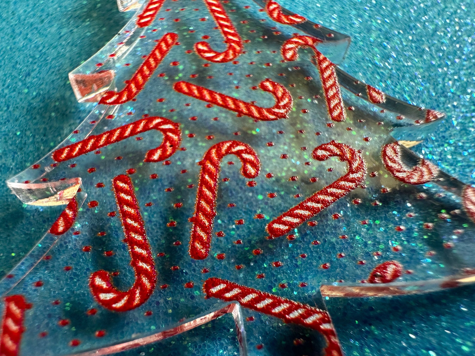 Christmas Tree Earrings: Laser Cut Acrylic Christmas Trees with Fairy Lights, Candy Canes, X-mas, Xmas, Winter, Gifts for Her/Him/Them