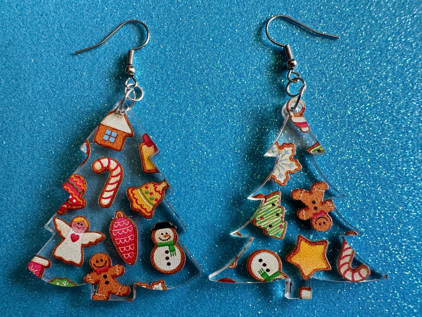 Christmas Tree Earrings: Laser Cut Acrylic Christmas Trees with Fairy Lights, Christmas Lights, Xmas, Winter, Best Gifts for Her/Him/Them