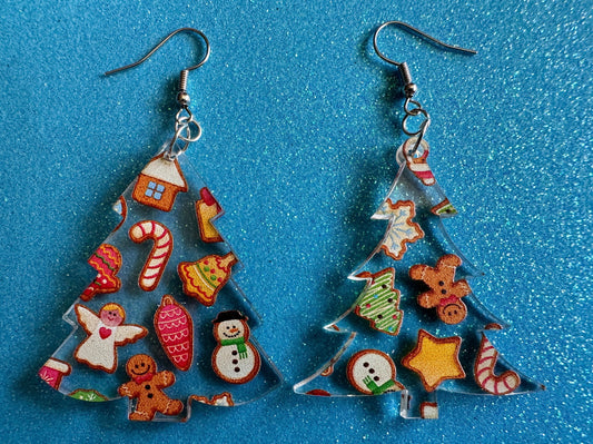 Christmas Tree Earrings: Laser Cut Acrylic Christmas Trees with Fairy Lights, Christmas Lights, Xmas, Winter, Best Gifts for Her/Him/Them