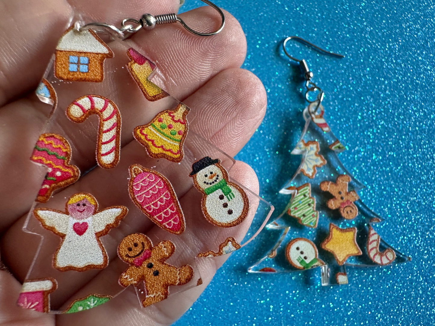 Christmas Tree Earrings: Laser Cut Acrylic Christmas Trees with Fairy Lights, Christmas Lights, Xmas, Winter, Best Gifts for Her/Him/Them