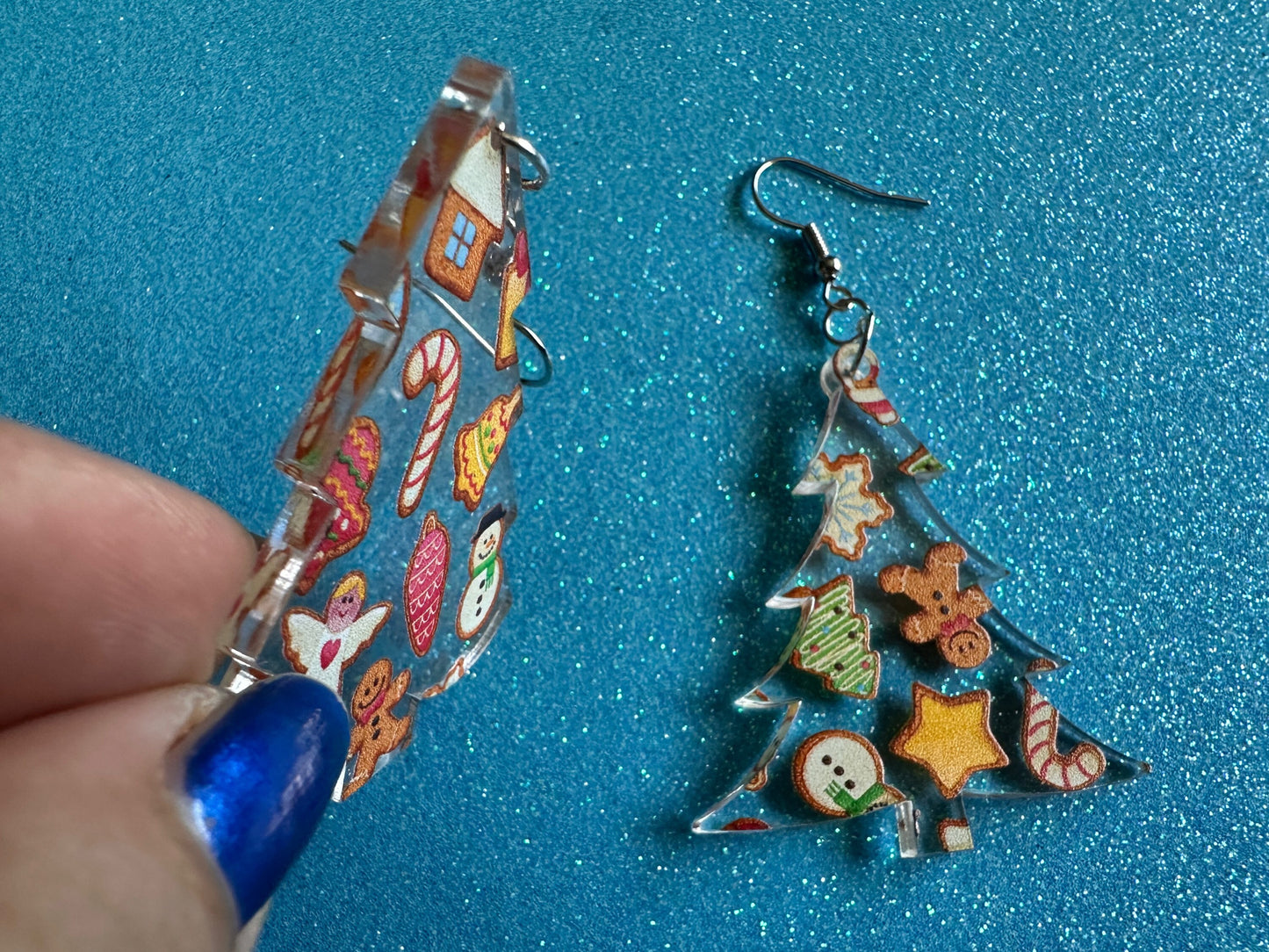 Christmas Tree Earrings: Laser Cut Acrylic Christmas Trees with Fairy Lights, Christmas Lights, Xmas, Winter, Best Gifts for Her/Him/Them