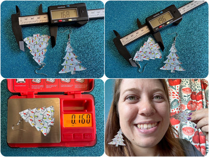 Christmas Tree Earrings: Laser Cut Acrylic Christmas Trees with Fairy Lights, Christmas Lights, Xmas, Winter, Gifts for Her/Him/Them