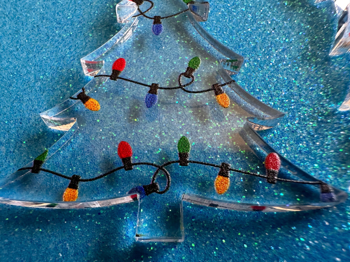 Christmas Tree Earrings: Laser Cut Acrylic Christmas Trees with Fairy Lights, Christmas Lights, Xmas, X-mas, Best Gifts for Her/Him/Them