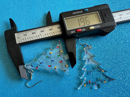 Christmas Tree Earrings: Laser Cut Acrylic Christmas Trees with Fairy Lights, Christmas Lights, Xmas, X-mas, Best Gifts for Her/Him/Them
