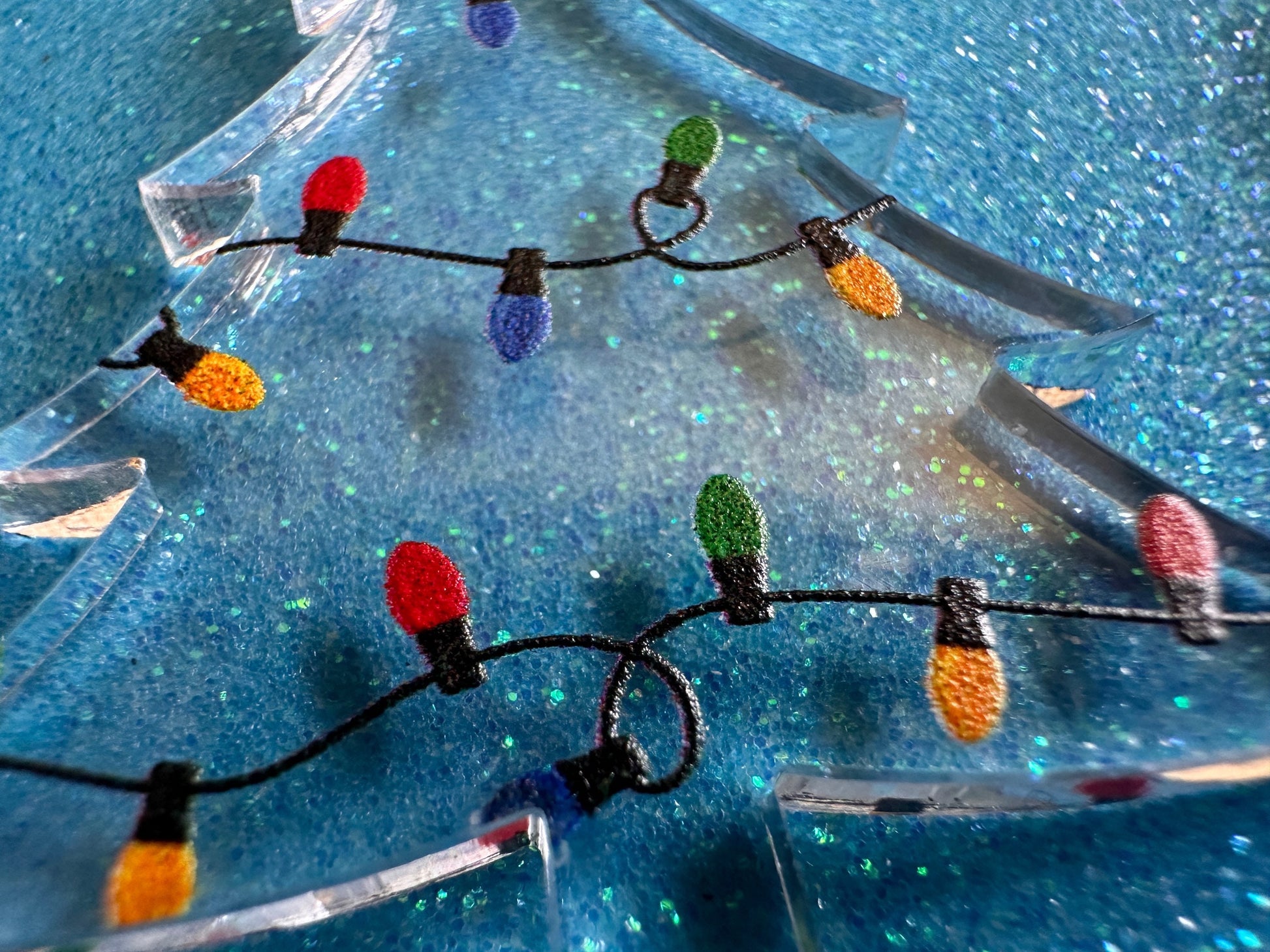 Christmas Tree Earrings: Laser Cut Acrylic Christmas Trees with Fairy Lights, Christmas Lights, Xmas, X-mas, Winter, Gifts for Her/Him/Them