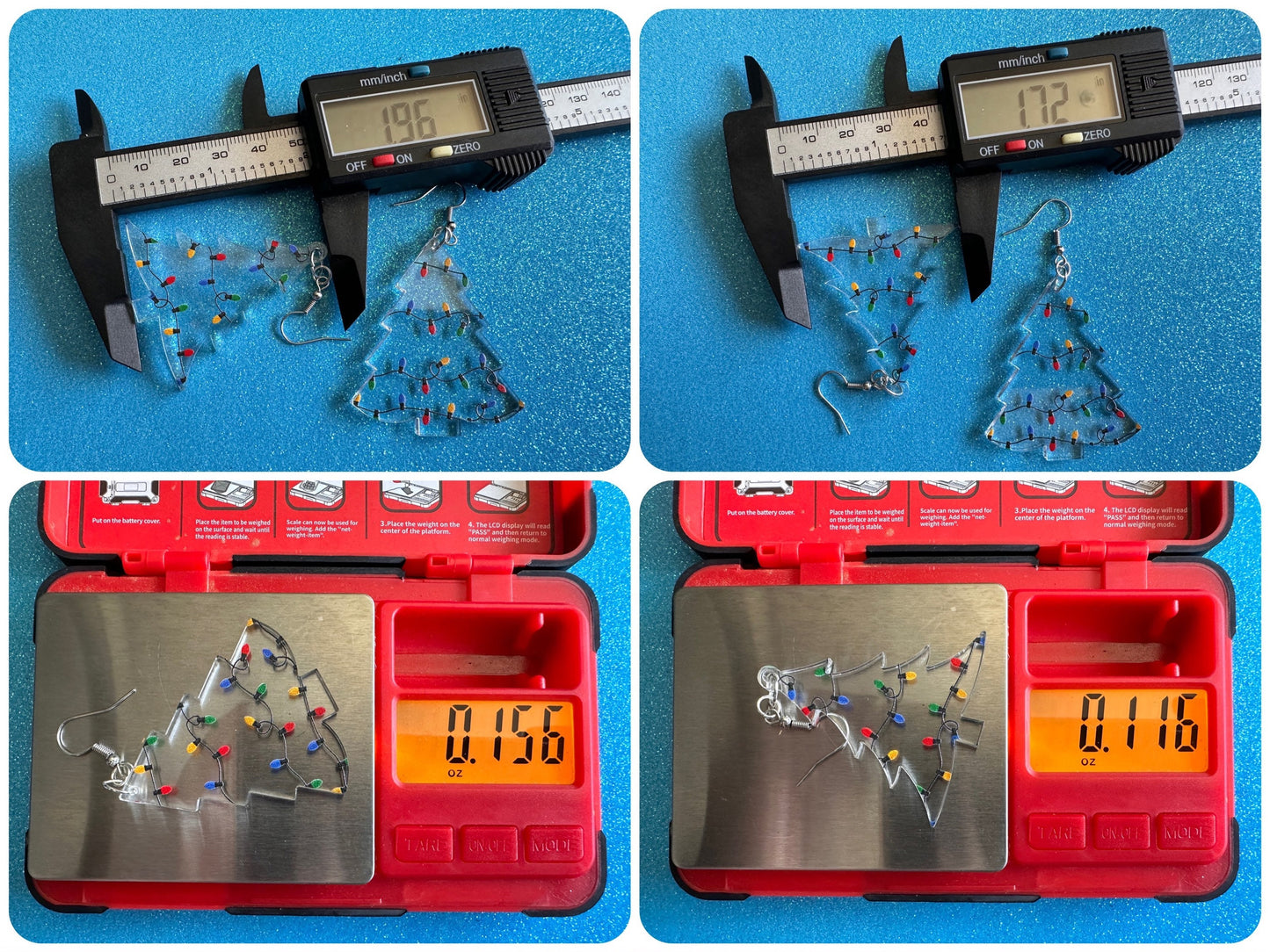 Christmas Tree Earrings: Laser Cut Acrylic Christmas Trees with Fairy Lights, Christmas Lights, Xmas, X-mas, Winter, Gifts for Her/Him/Them