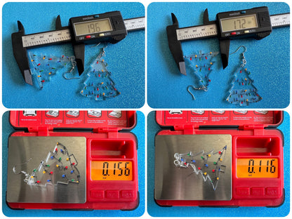 Christmas Tree Earrings: Laser Cut Acrylic Christmas Trees with Fairy Lights, Christmas Lights, Xmas, X-mas, Winter, Gifts for Her/Him/Them