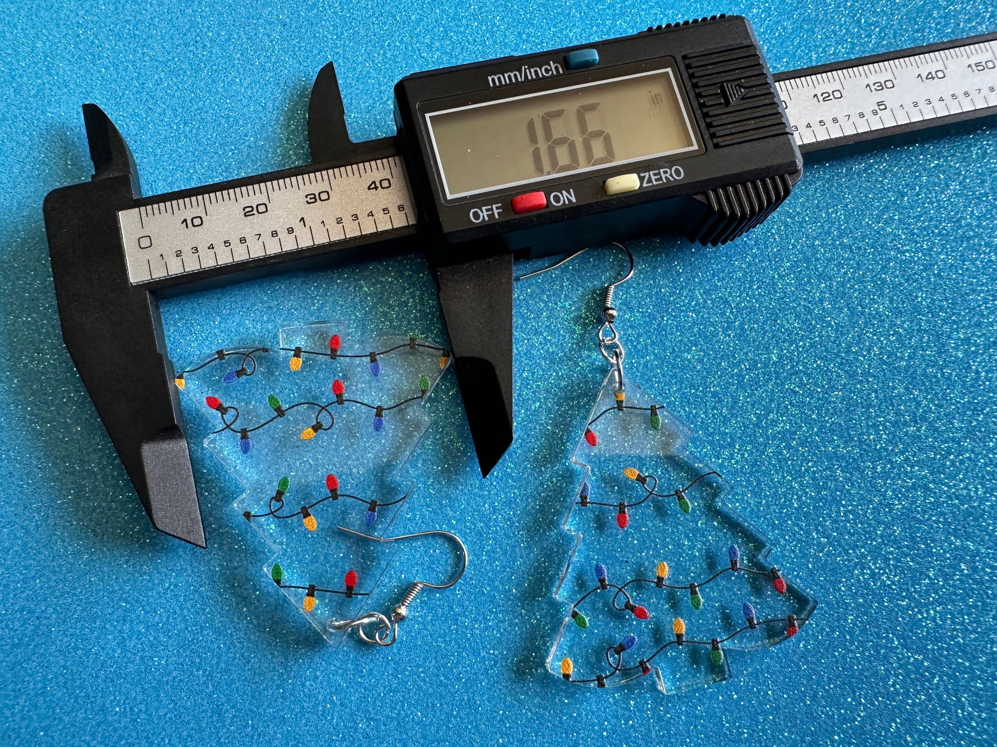 Christmas Tree Earrings: Laser Cut Acrylic Christmas Trees with Fairy Lights, Christmas Lights, Xmas, X-mas, Winter, Gifts for Her/Him/Them