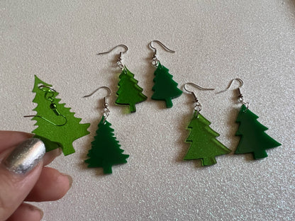 Christmas Tree Earrings: Laser Cut Acrylic Trees, Green Earrings, X-mas, Xmas, Winter, Best Gifts for Her/Him/Them