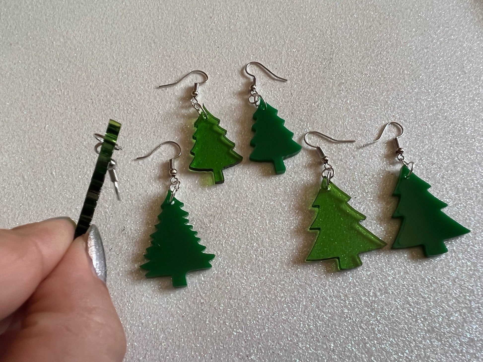 Christmas Tree Earrings: Laser Cut Acrylic Trees, Green Earrings, X-mas, Xmas, Winter, Best Gifts for Her/Him/Them