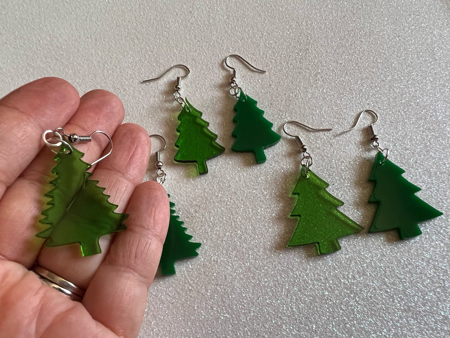 Christmas Tree Earrings: Laser Cut Acrylic Trees, Green Earrings, X-mas, Xmas, Winter, Best Gifts for Her/Him/Them