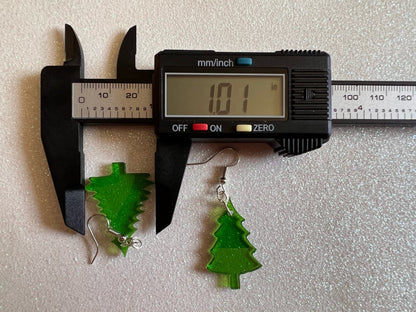 Christmas Tree Earrings: Laser Cut Acrylic Trees, Green Earrings, X-mas, Xmas, Winter, Best Gifts for Her/Him/Them