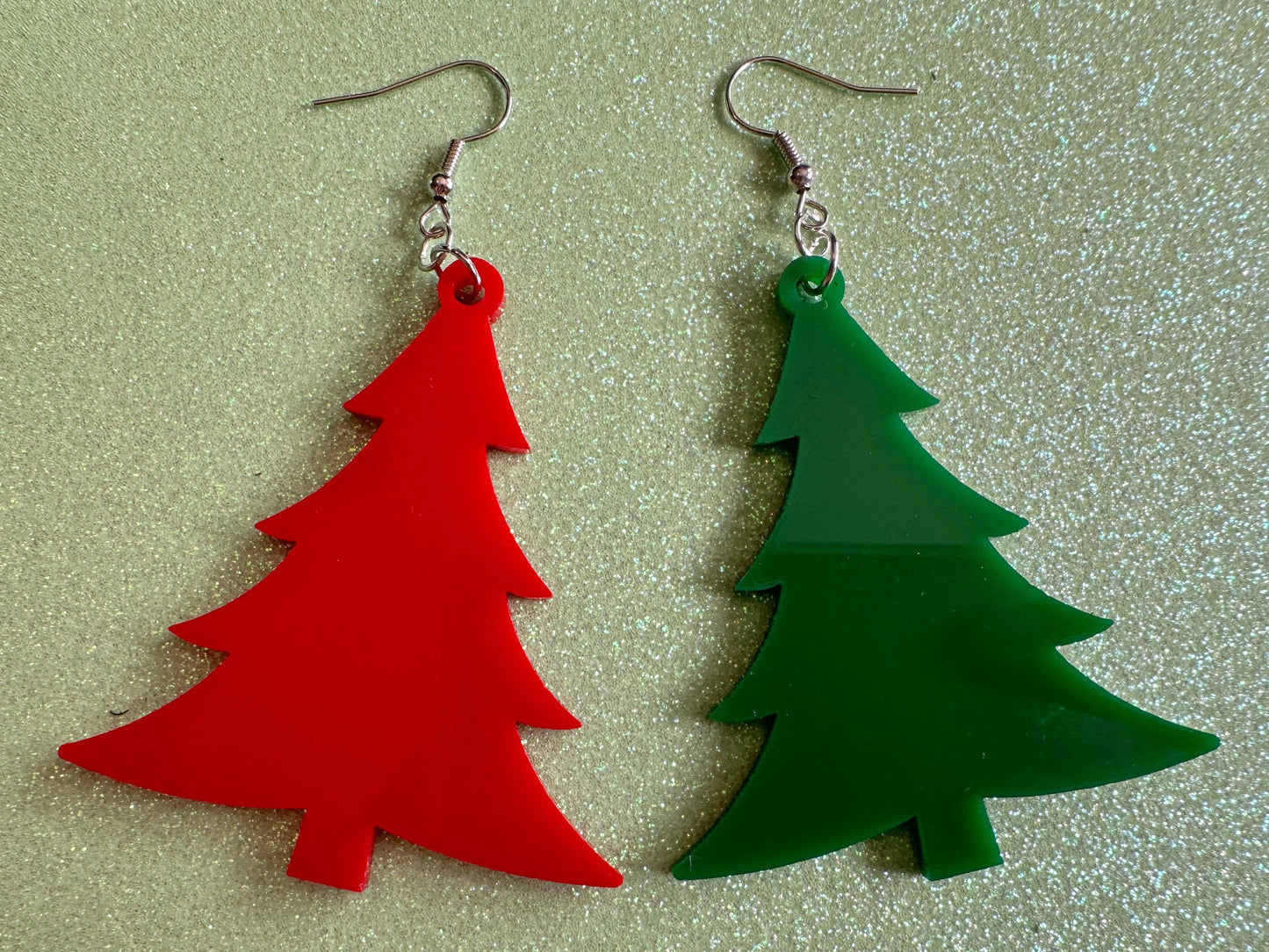 Christmas Tree Earrings: Laser Cut Acrylic Trees, Green Earrings, Xmas, Winter, Best Gifts for Her/Him/Them