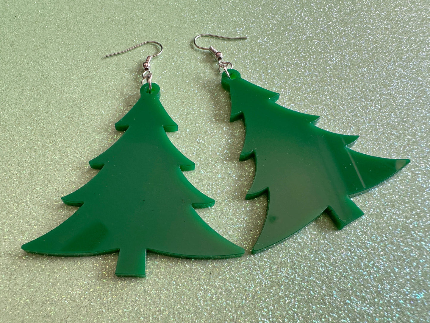 Christmas Tree Earrings: Laser Cut Acrylic Trees, Green Earrings, Xmas, Winter, Best Gifts for Her/Him/Them
