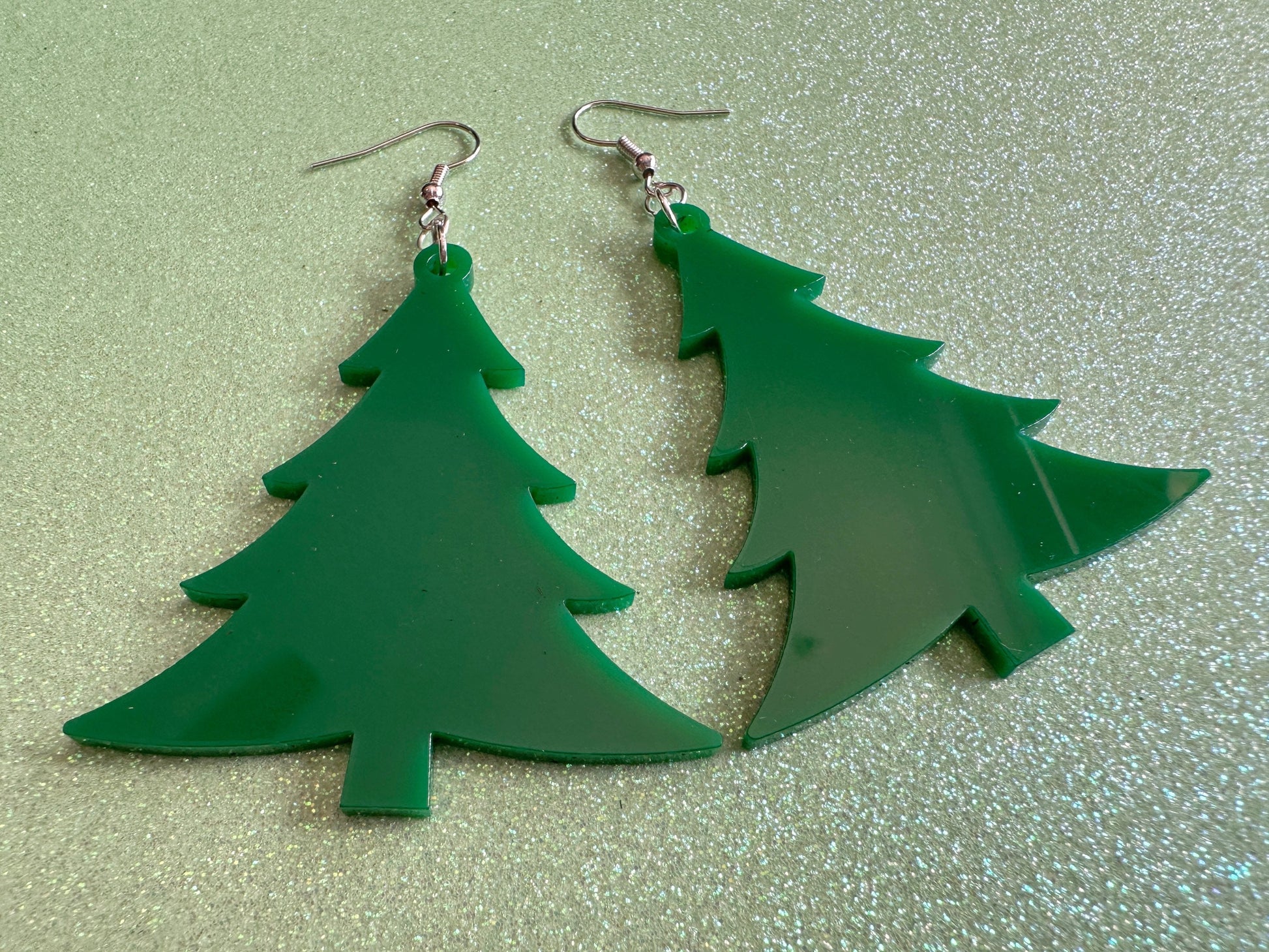 Christmas Tree Earrings: Laser Cut Acrylic Trees, Green Earrings, Xmas, Winter, Best Gifts for Her/Him/Them