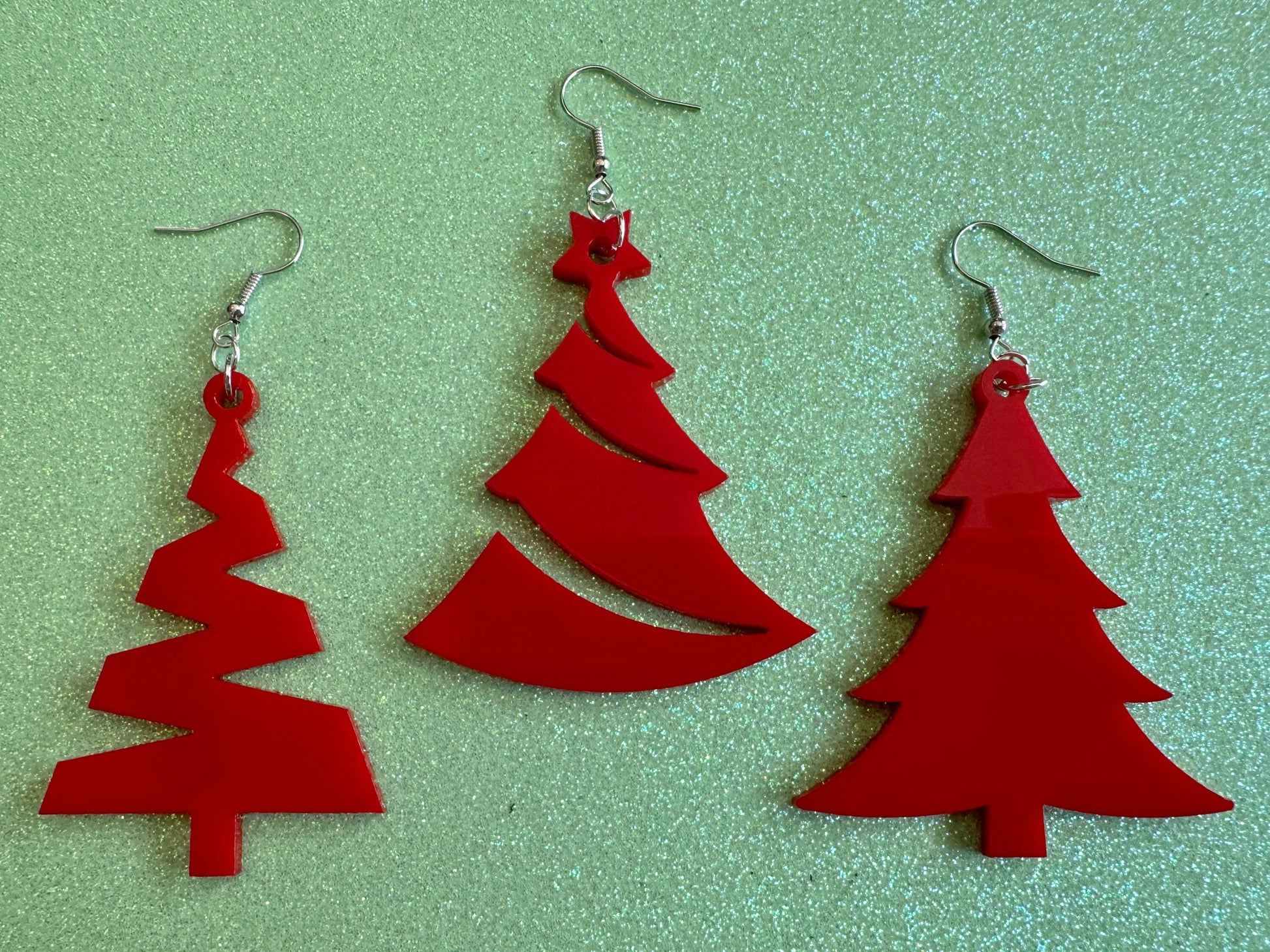 Christmas Tree Earrings: Laser Cut Acrylic Trees, Green Earrings, Xmas, Winter, Best Gifts for Her/Him/Them