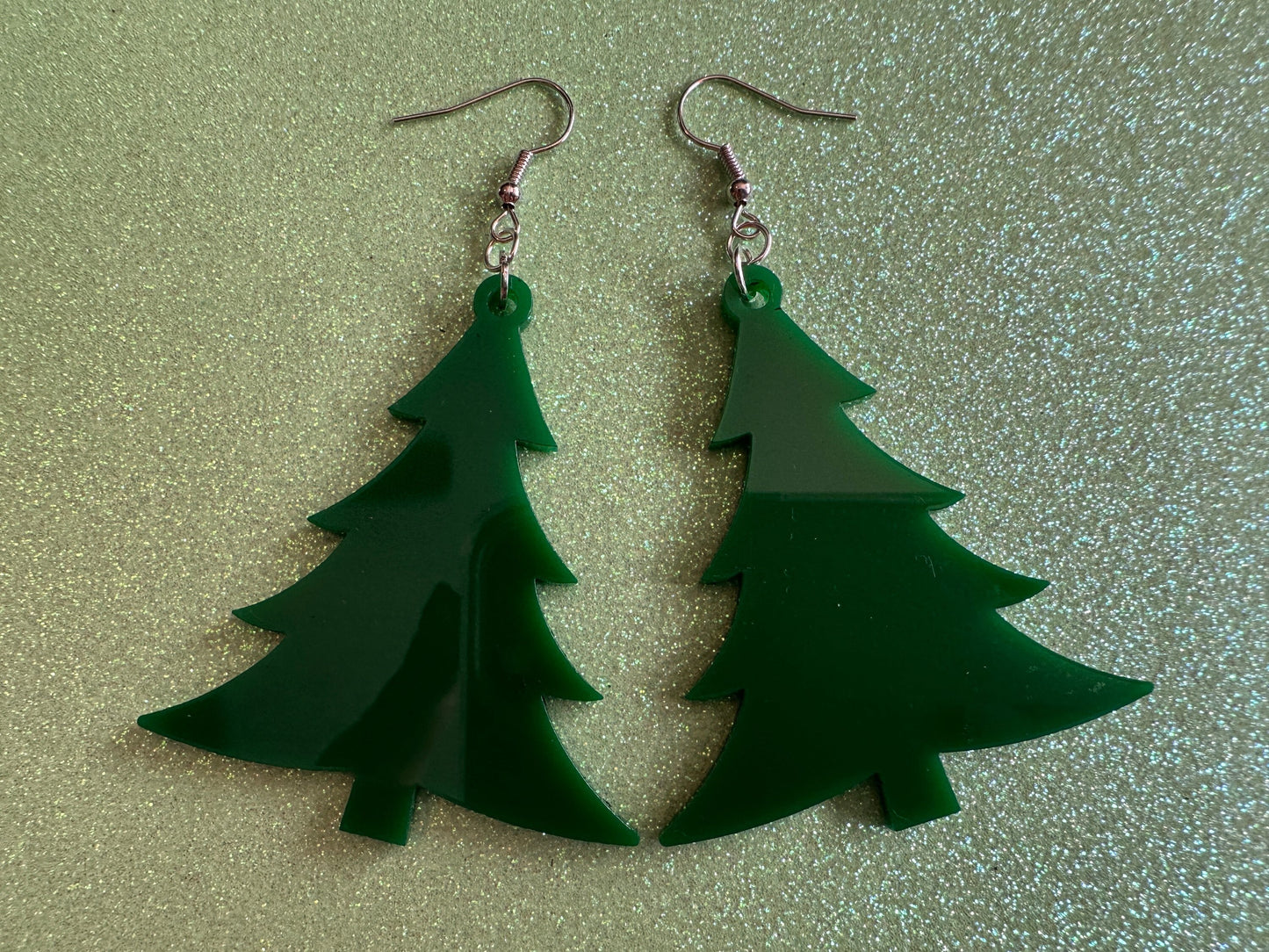 Christmas Tree Earrings: Laser Cut Acrylic Trees, Green Earrings, Xmas, Winter, Best Gifts for Her/Him/Them