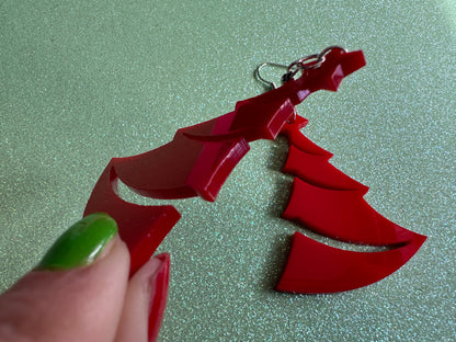 Christmas Tree Earrings: Laser Cut Acrylic Trees, Green Earrings, Xmas, Winter, Best Gifts for Her/Him/Them