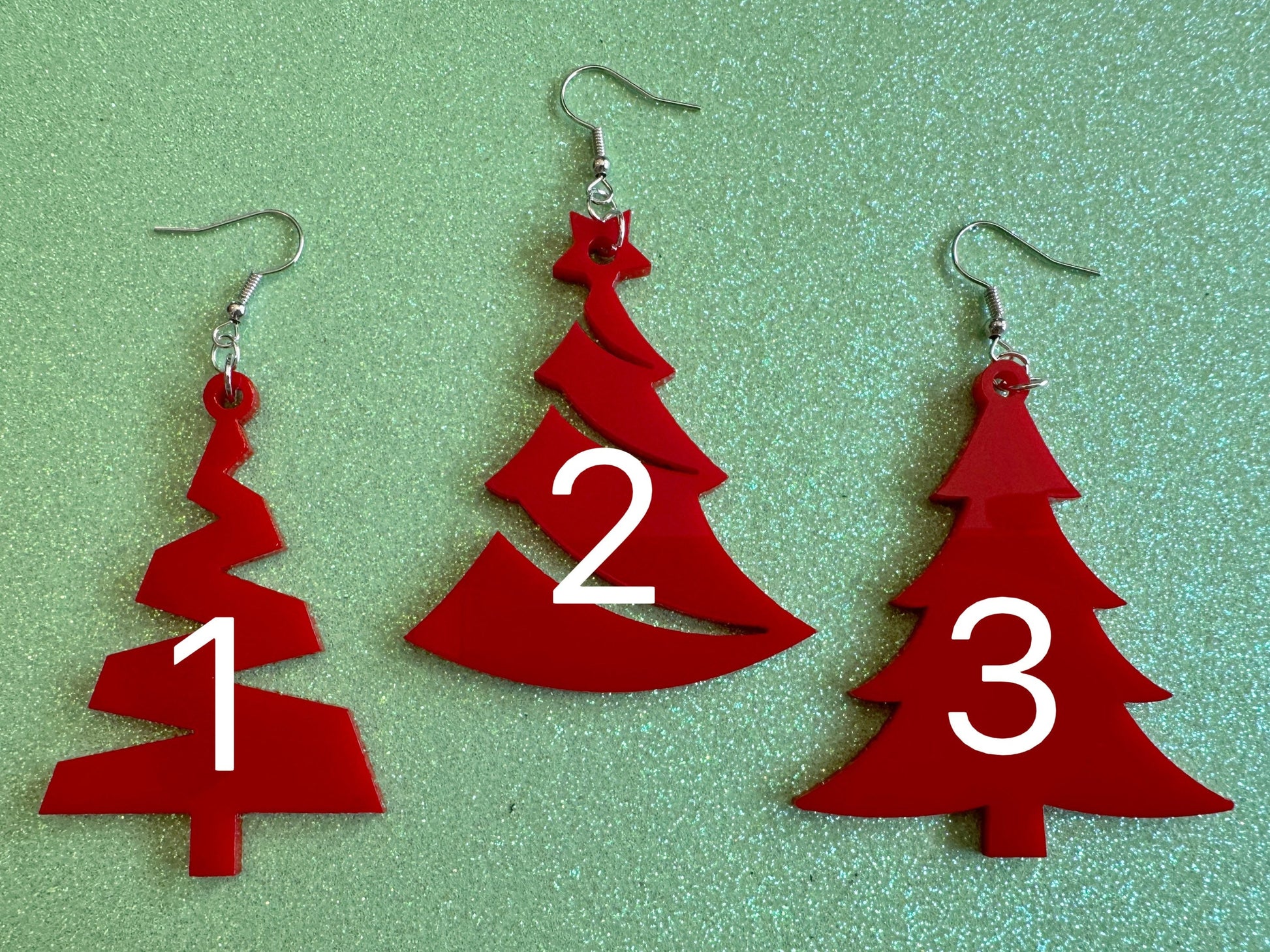Christmas Tree Earrings: Laser Cut Acrylic Trees, Green Earrings, Xmas, Winter, Best Gifts for Her/Him/Them
