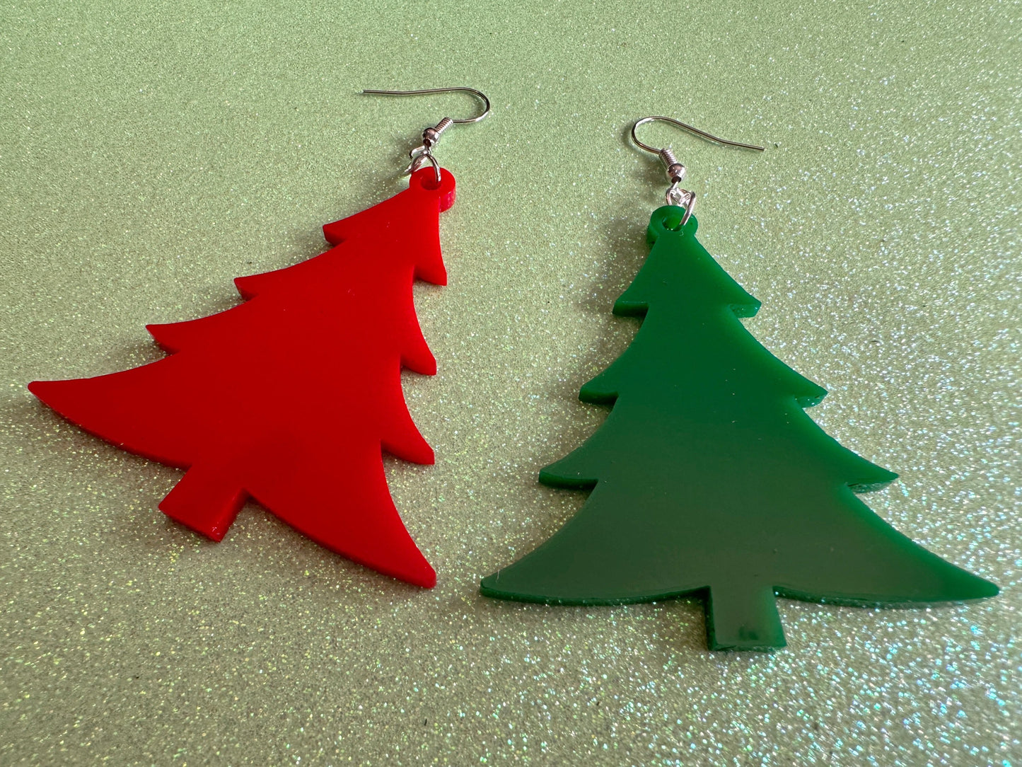 Christmas Tree Earrings: Laser Cut Acrylic Trees, Green Earrings, Xmas, Winter, Best Gifts for Her/Him/Them
