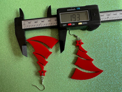 Christmas Tree Earrings: Laser Cut Acrylic Trees, Green Earrings, Xmas, Winter, Best Gifts for Her/Him/Them